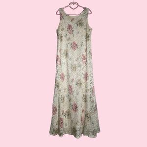 Teddi Dresses Cream and Pink Floral Maxi Dress